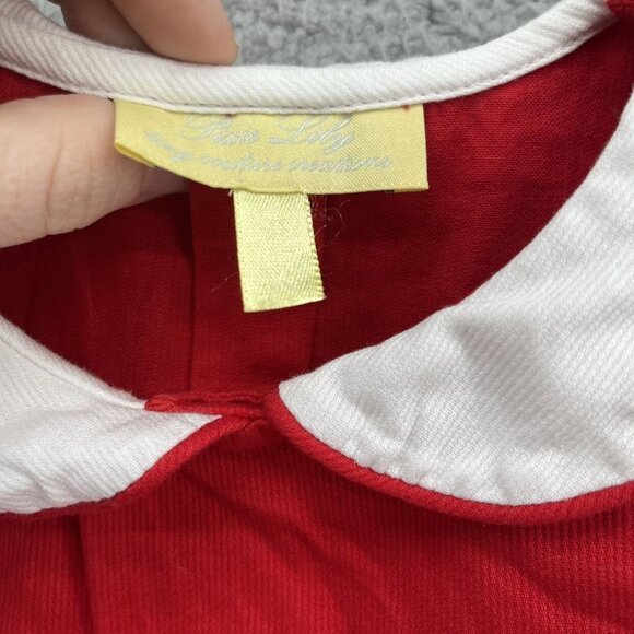 Pixie Lily Corduroy Dress Girls Red Dog Embroidered Button Up Puff Sleeve Size 4 - Picture 5 of 9